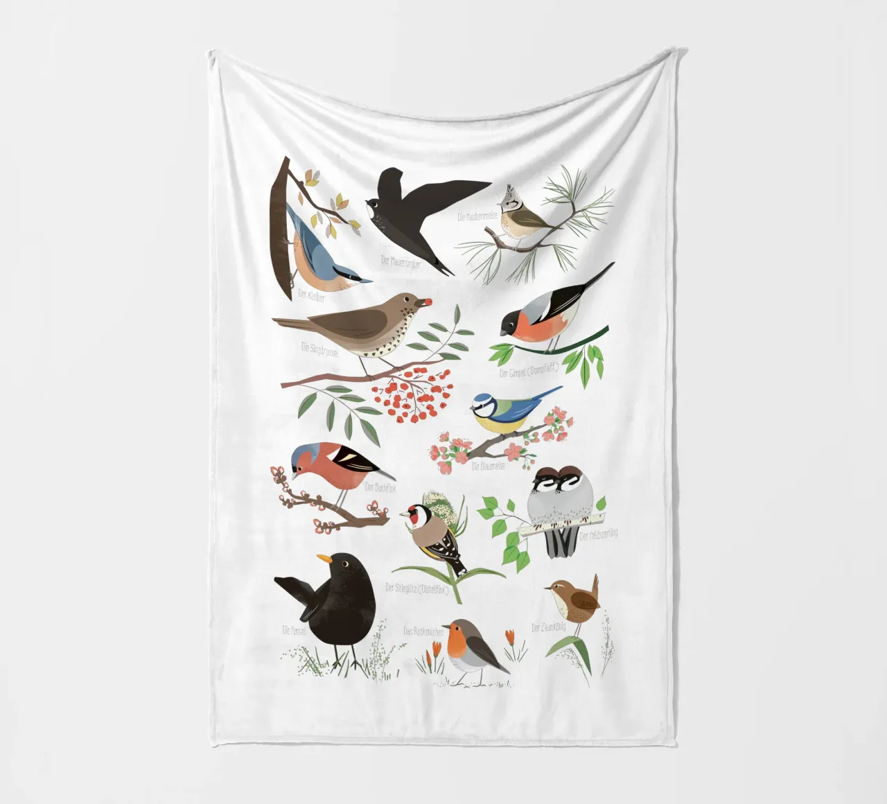 Native birds fleece blanket by VIERUNDFÜNFZIG