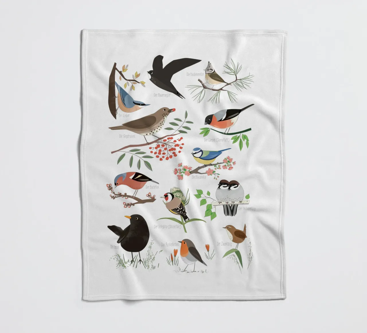 Native birds fleece blanket by VIERUNDFÜNFZIG