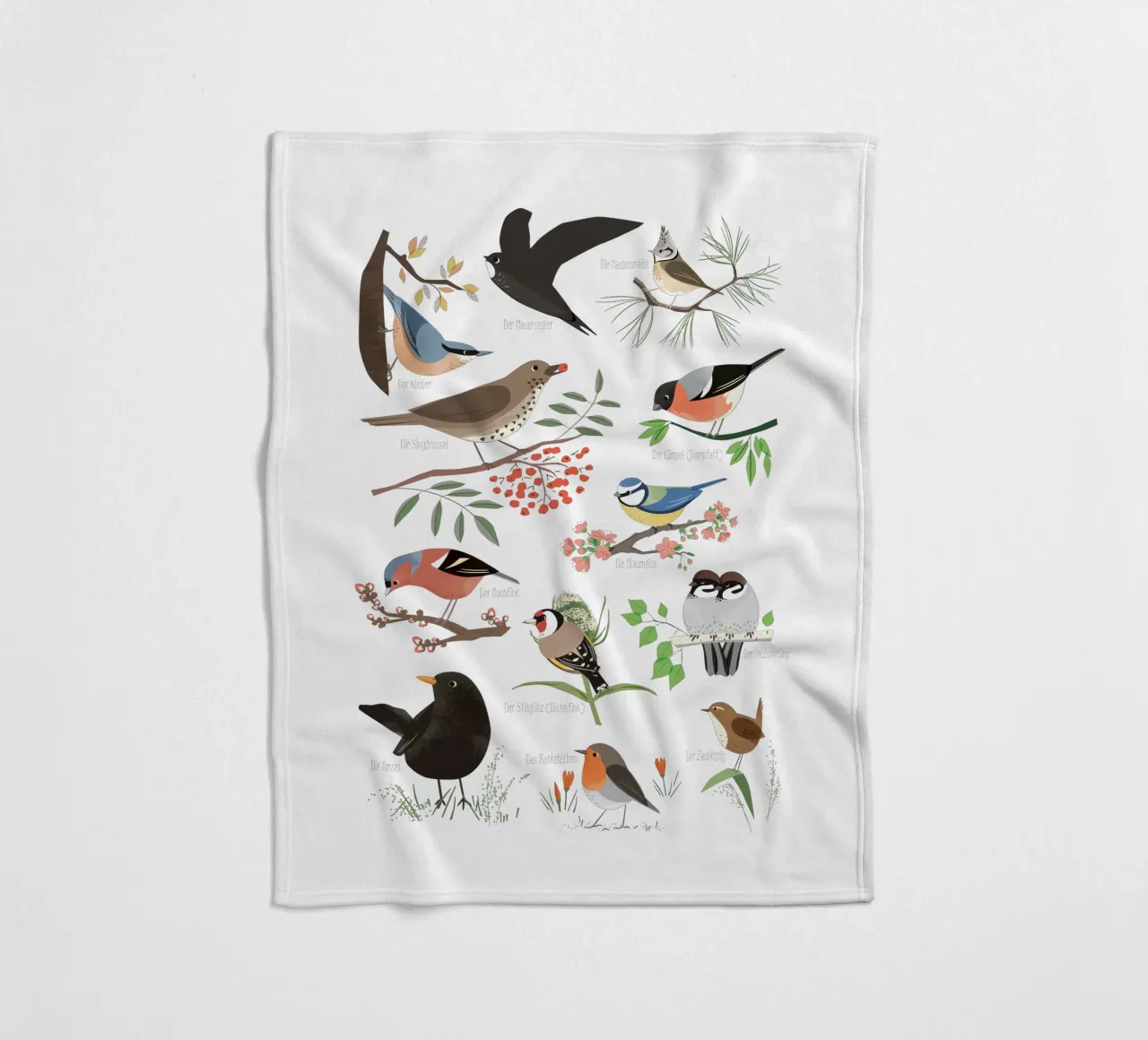 Native birds fleece blanket by VIERUNDFÜNFZIG