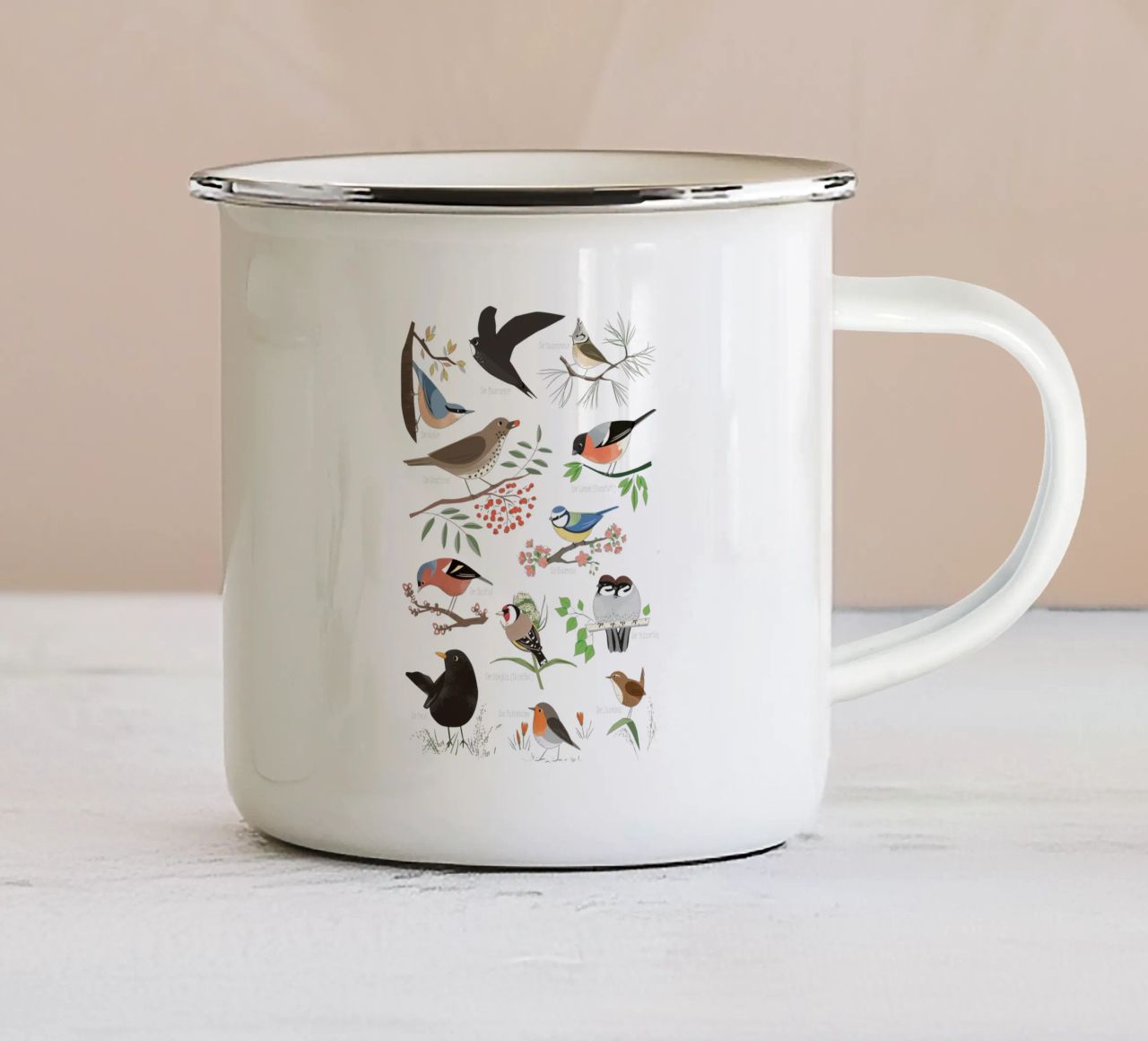 Uccelli nativi tazza in smalto da VIERUNDFÜNFZIG
