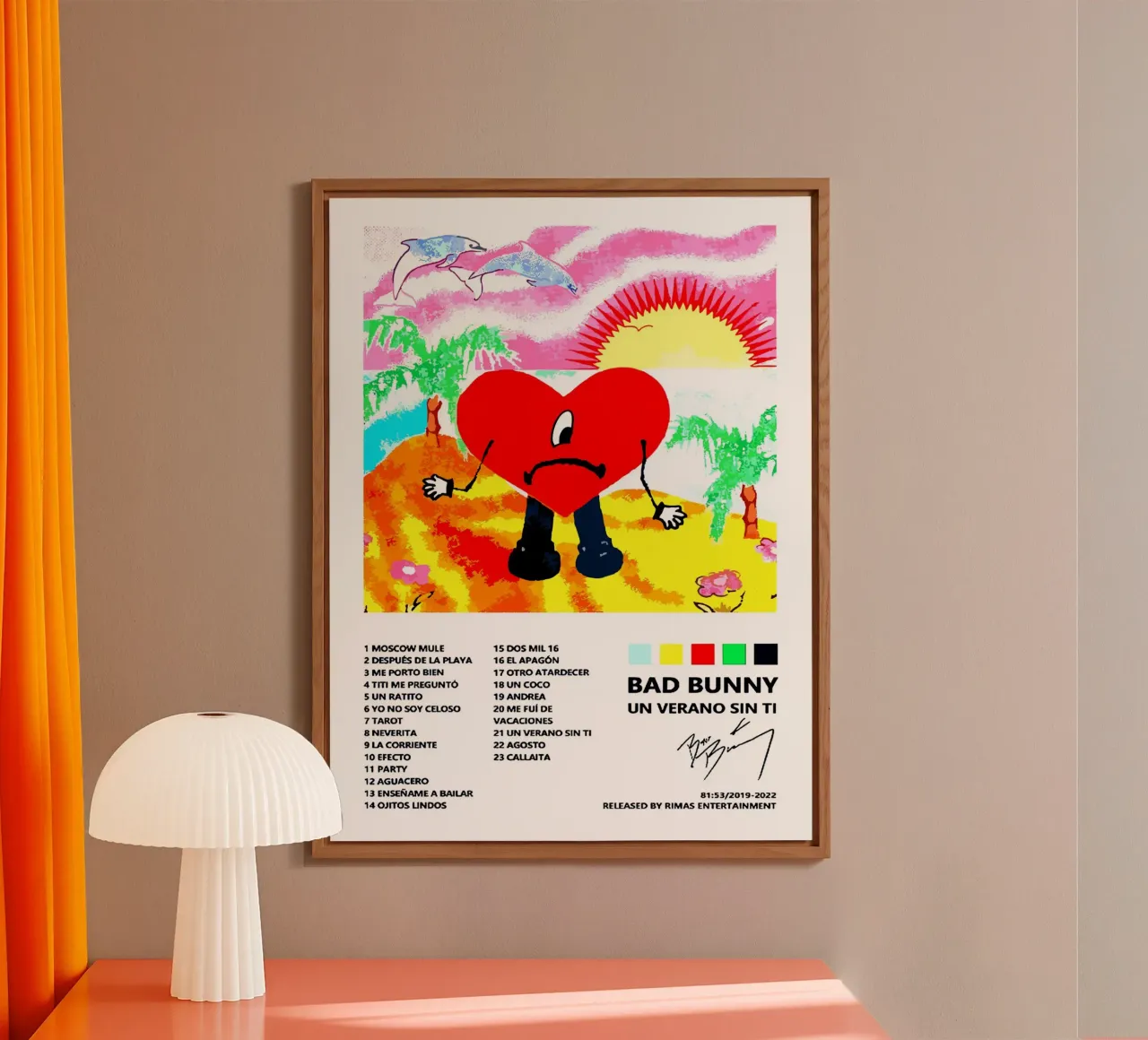 Bad Bunny Un Verano Sin Ti Tracklists alluminio dibond da Linda Tobrut