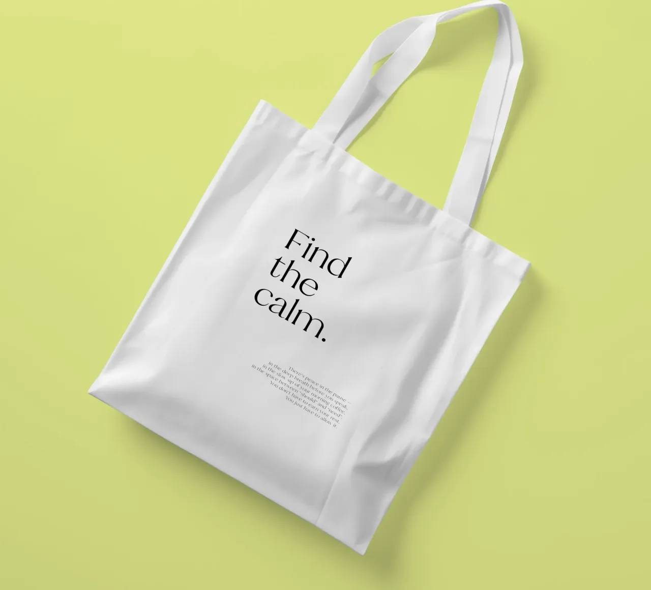 Find the calm | minimalistic design | typography borsa in juta da just typo