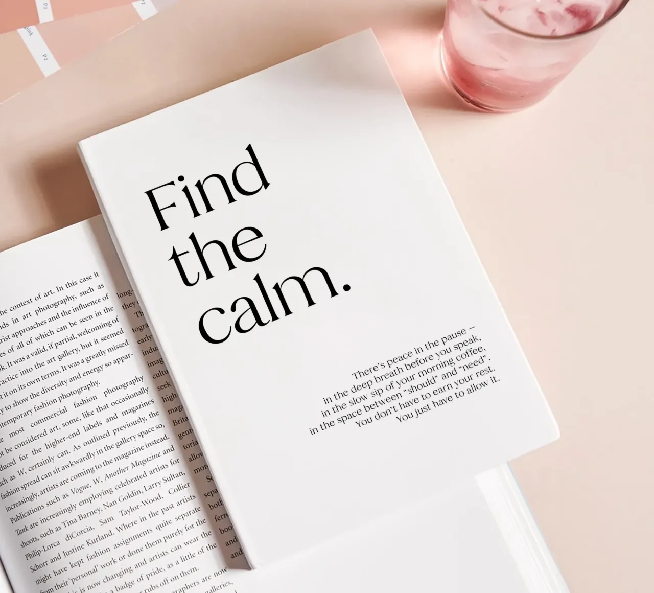 Find the calm | minimalistic design | typography notebook by just typo