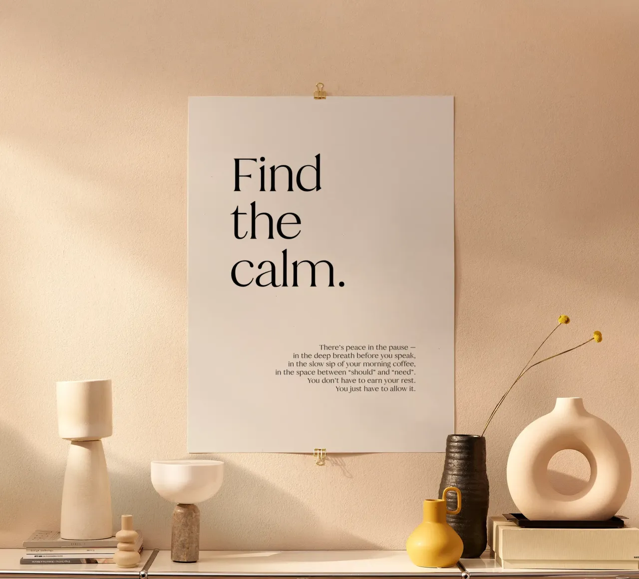 Find the calm | minimalistic design | typography carta hahnemühle da just typo
