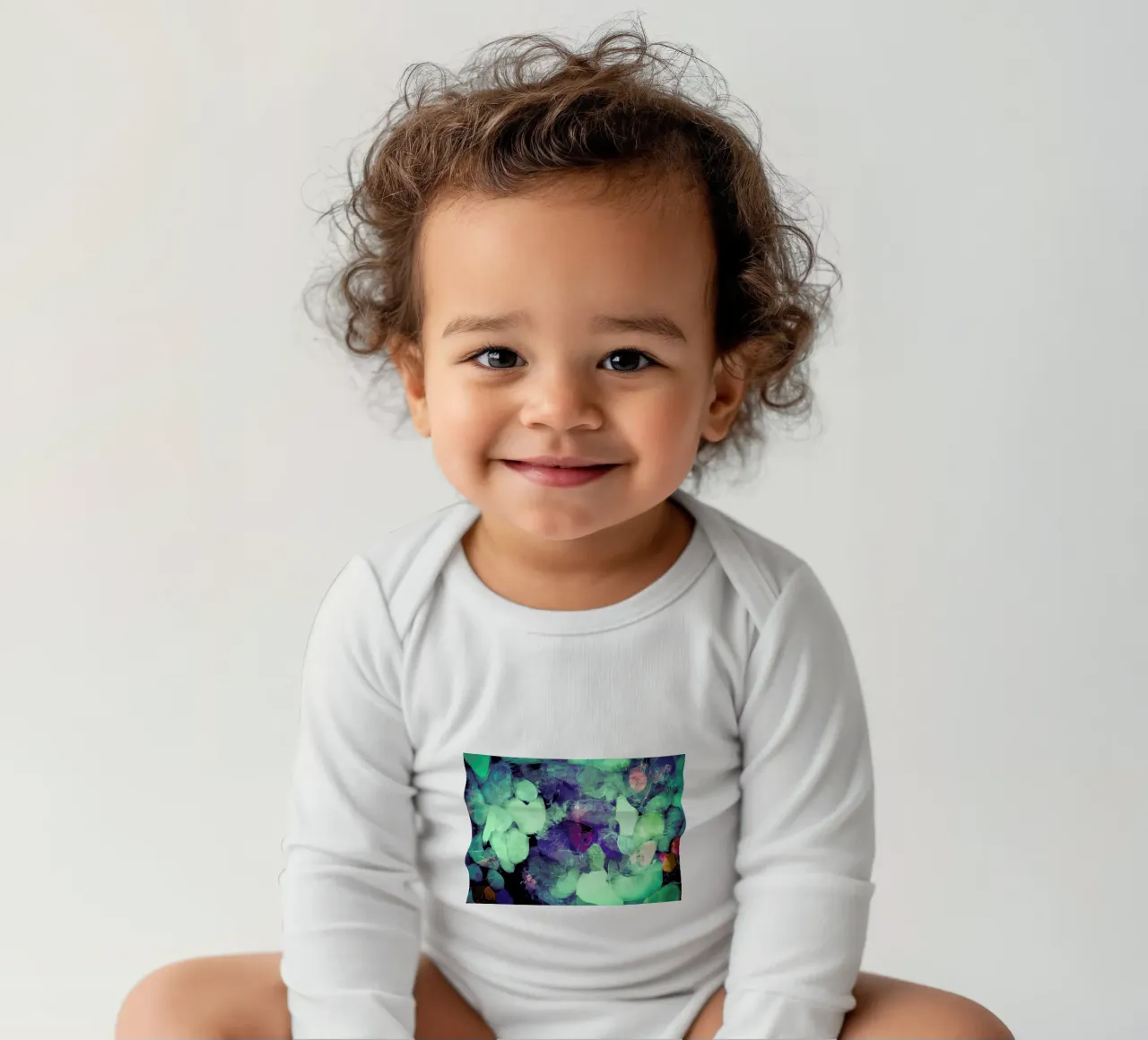 Green Ice long-sleeve baby romper by In Full Color
