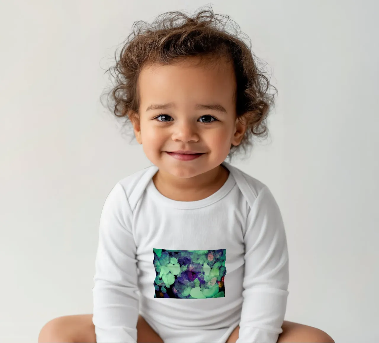 Green Ice long-sleeve baby romper by In Full Color