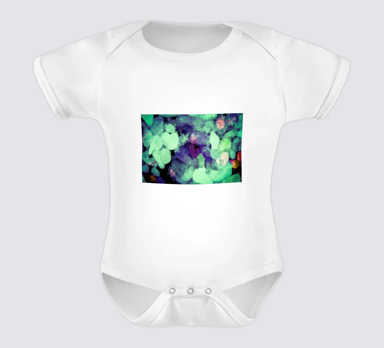 Green Ice short-sleeve baby romper by In Full Color