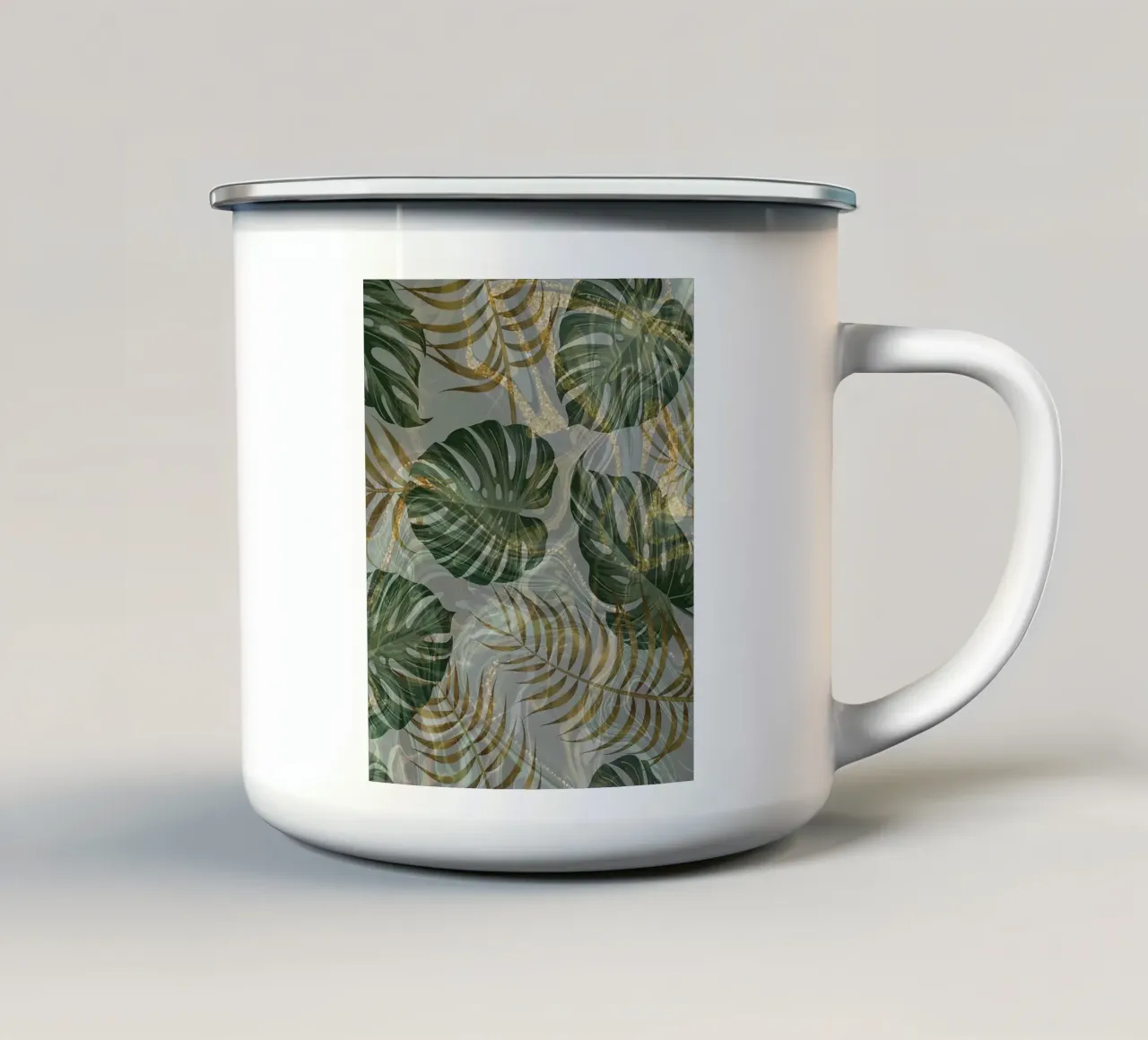 Green And Gold Leaf Pattern tazza in smalto da Craw Carol