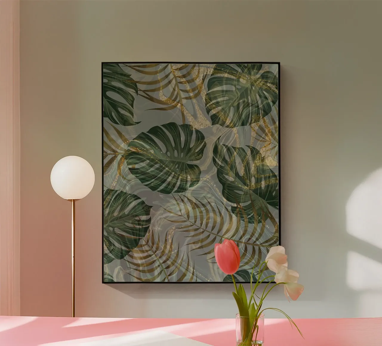 Green And Gold Leaf Pattern plexiglass da Craw Carol