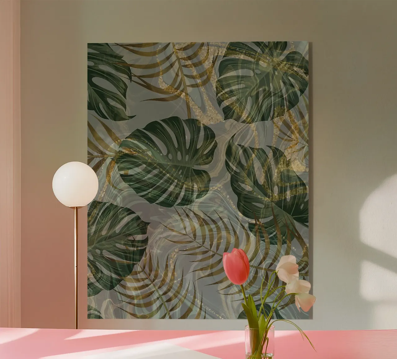 Green And Gold Leaf Pattern plexiglass da Craw Carol