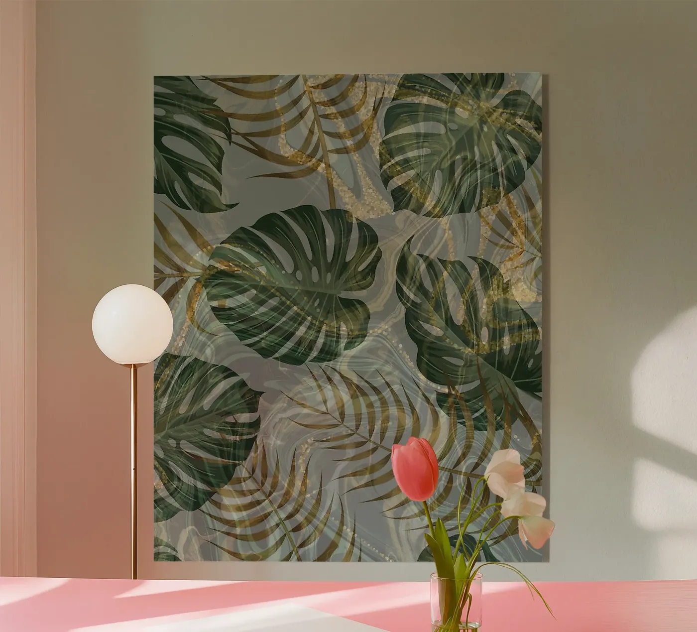 Green And Gold Leaf Pattern plexiglass da Craw Carol