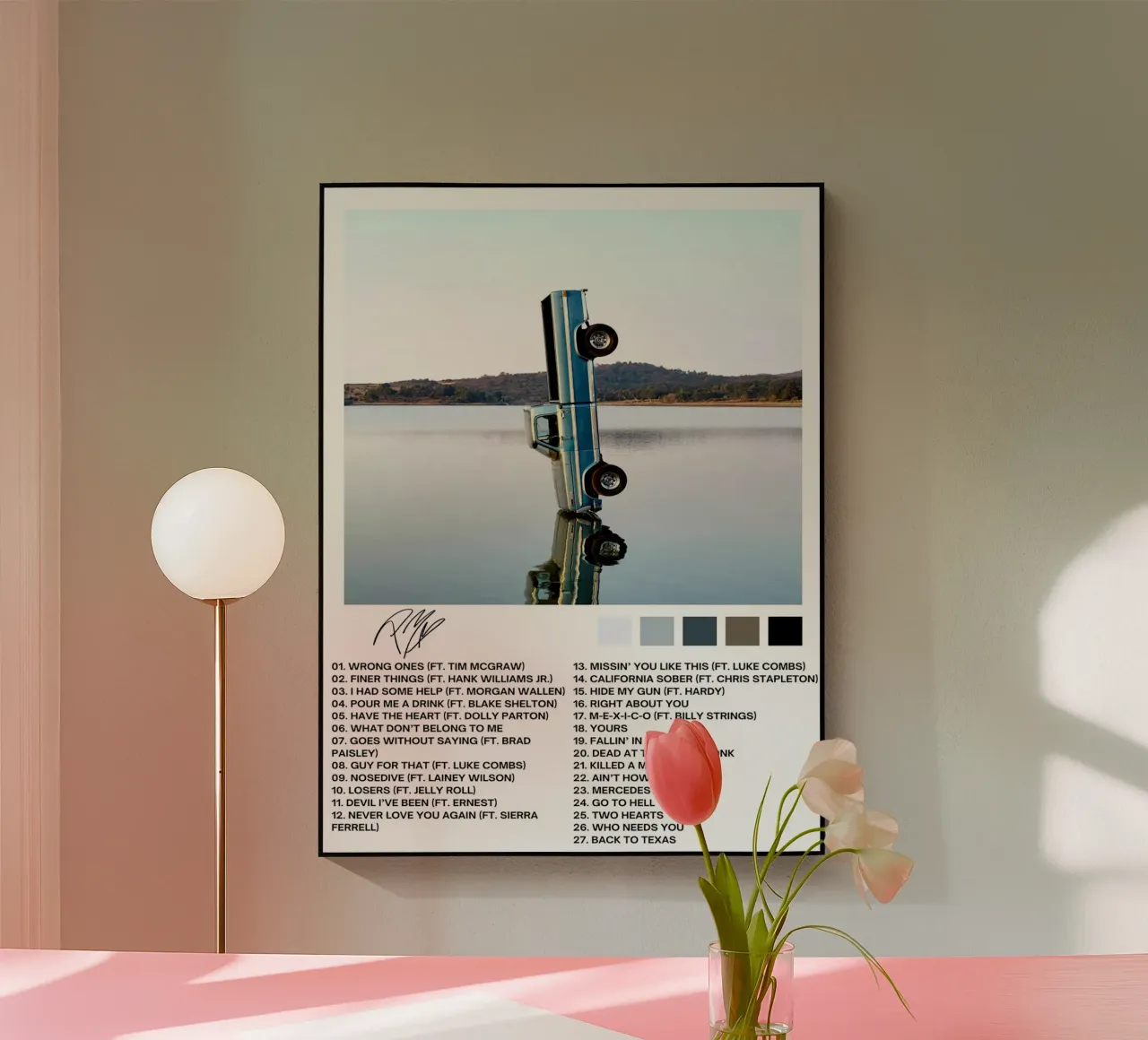 Post Malone F1 Tracklists plexiglass da Linda Tobrut