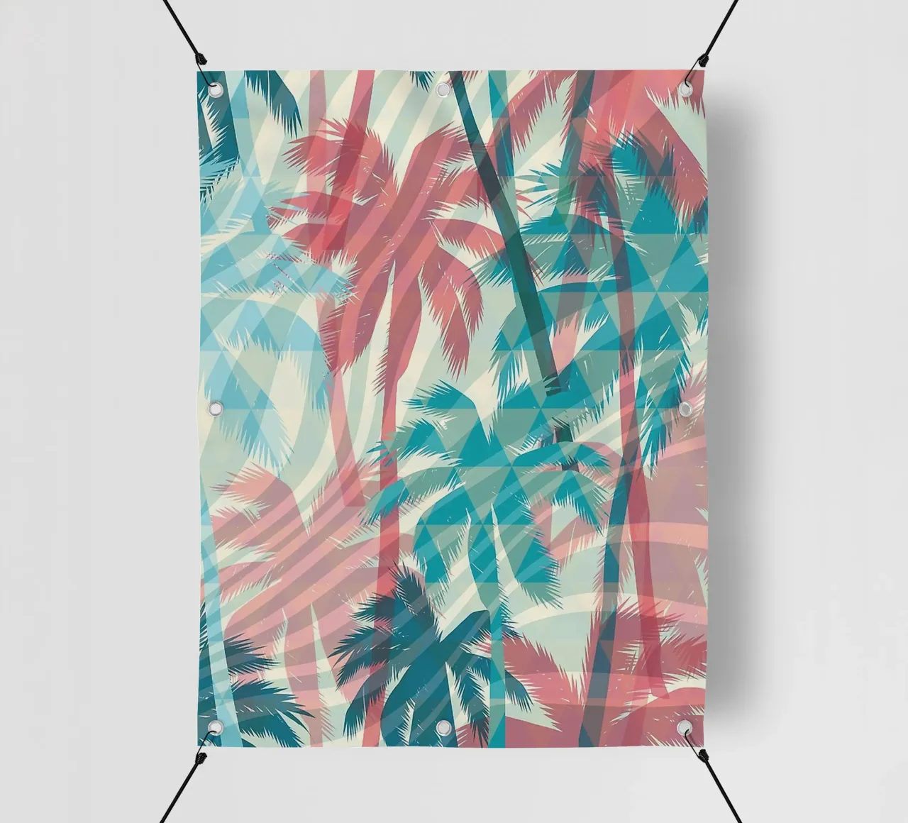 Retro Colors Abstract Palm Tree Pattern telo in pvc da Craw Carol