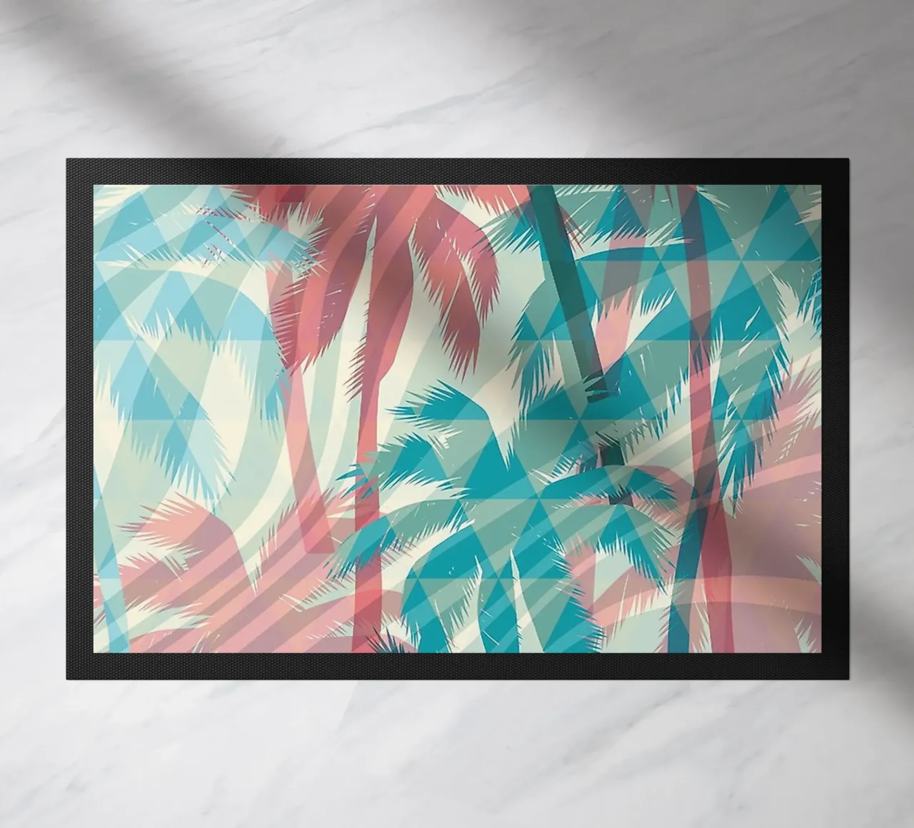 Retro Colors Abstract Palm Tree Pattern doormat by Craw Carol