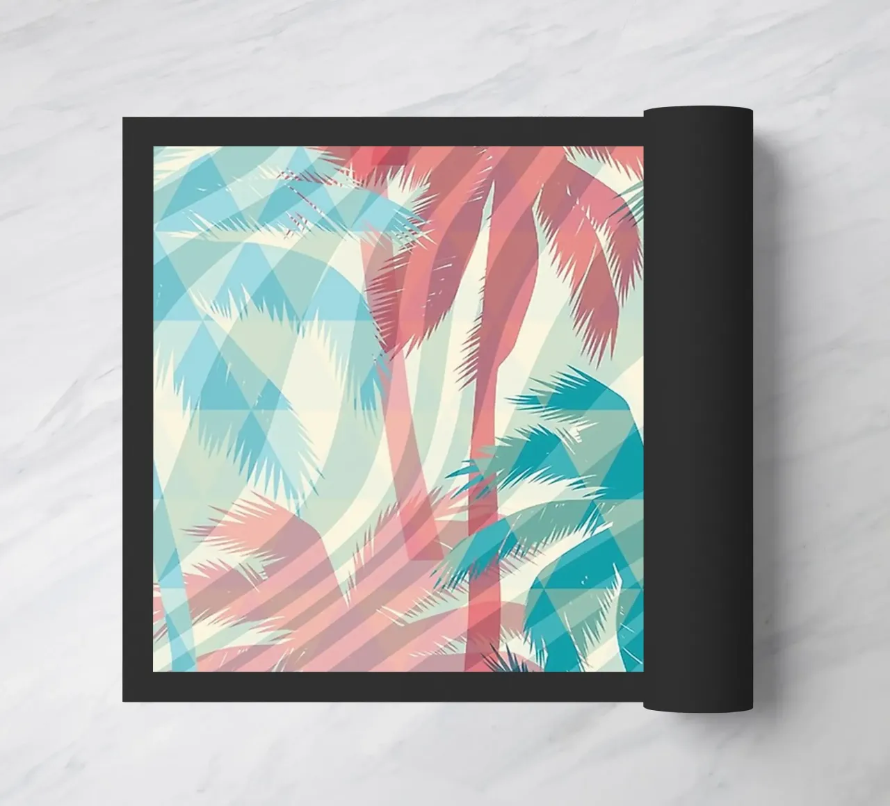 Retro Colors Abstract Palm Tree Pattern doormat by Craw Carol