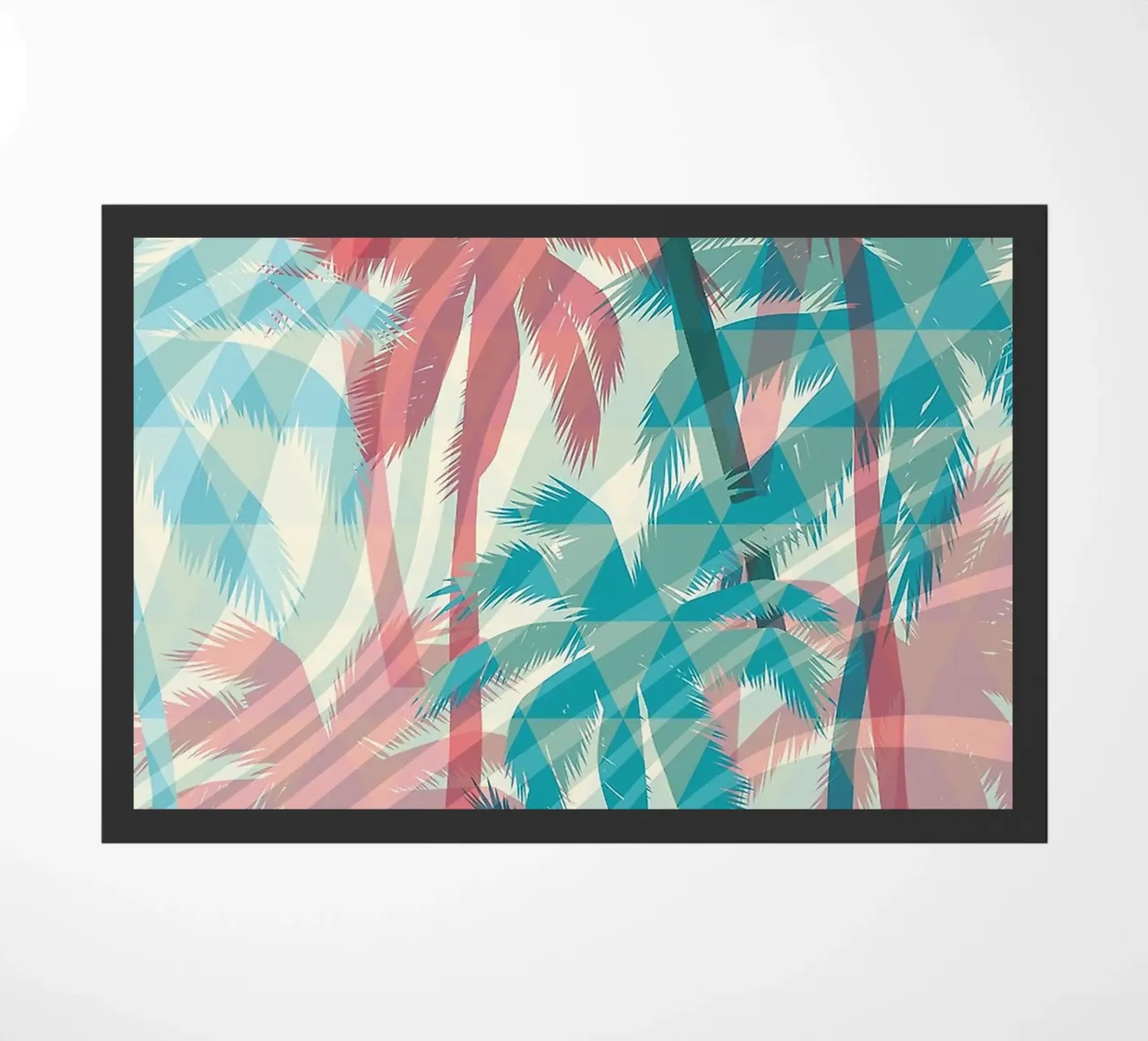 Retro Colors Abstract Palm Tree Pattern doormat by Craw Carol