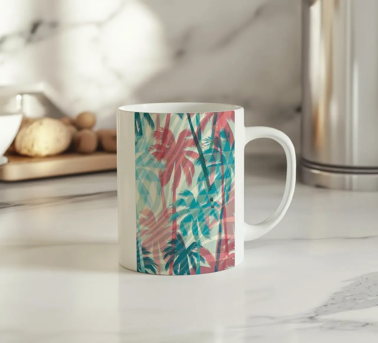 Retro Colors Abstract Palm Tree Pattern tazza in ceramica da Craw Carol