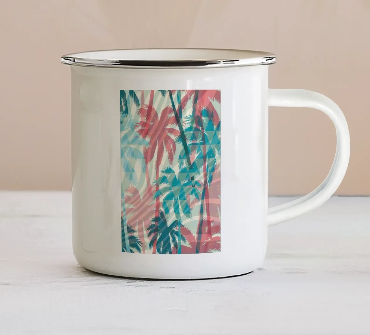 Retro Colors Abstract Palm Tree Pattern tazza in smalto da Craw Carol
