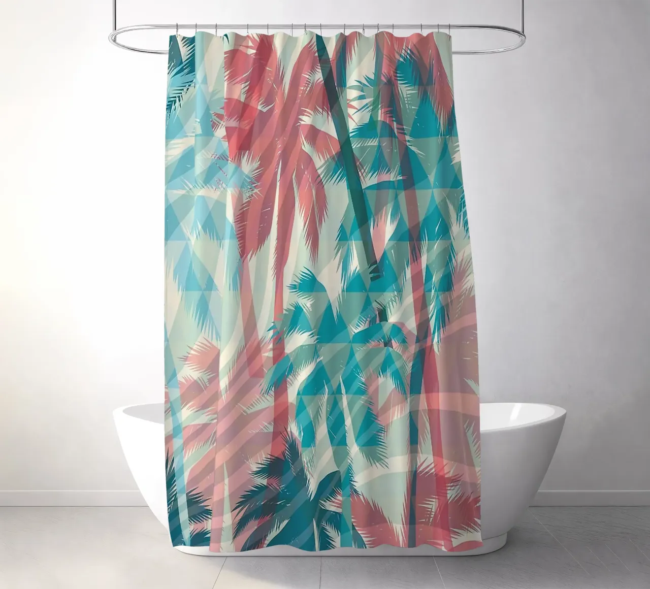 Retro Colors Abstract Palm Tree Pattern douchegordijn van Craw Carol