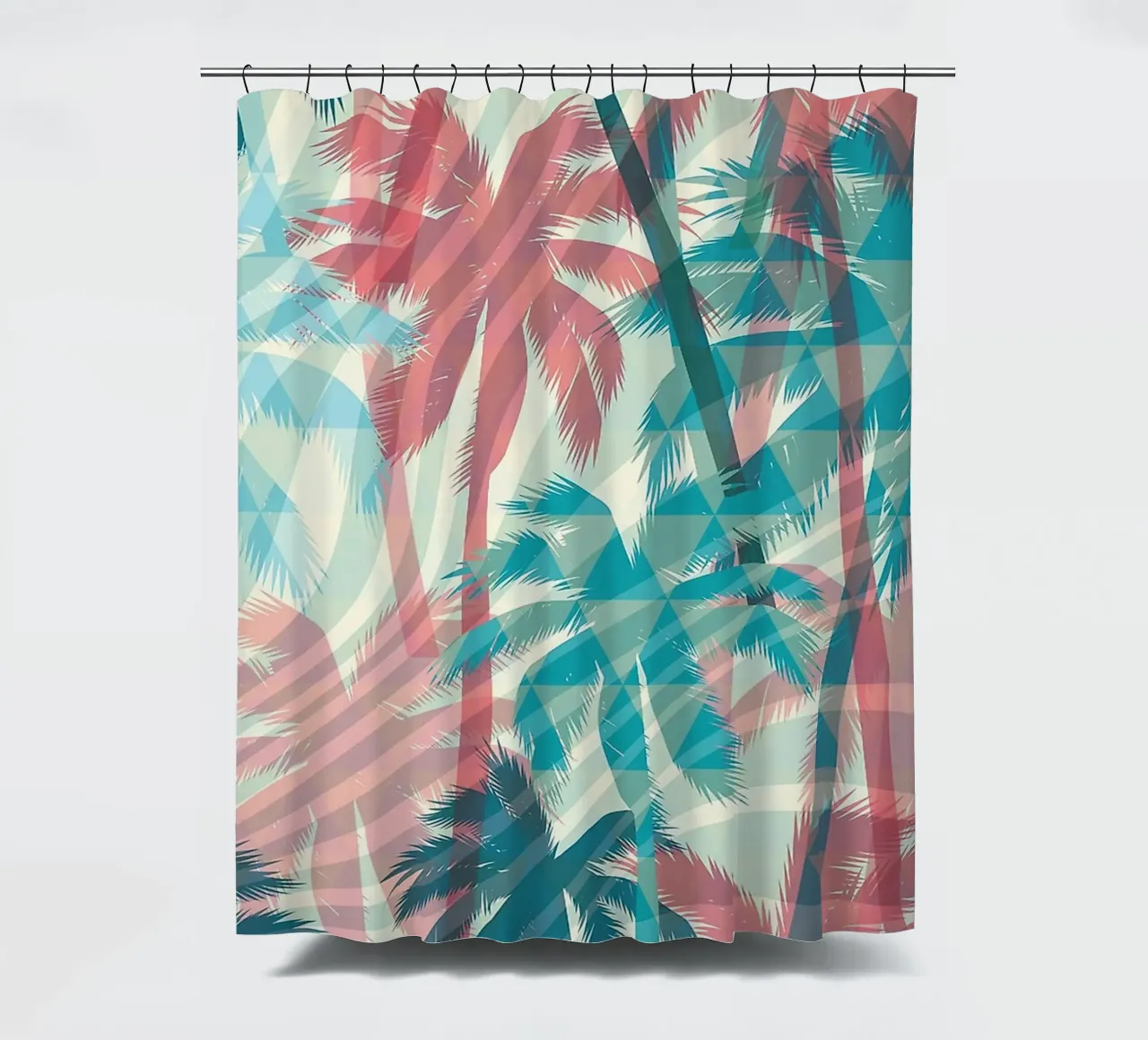 Retro Colors Abstract Palm Tree Pattern douchegordijn van Craw Carol