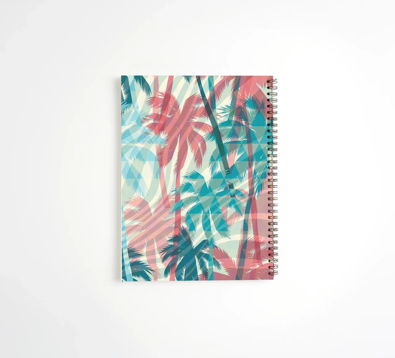 Retro Colors Abstract Palm Tree Pattern spiral notebook by Craw Carol