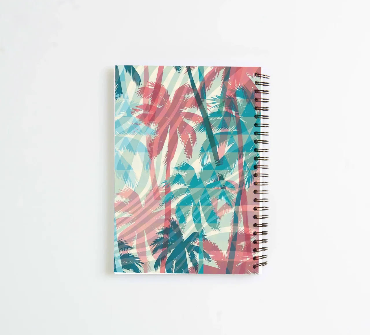 Retro Colors Abstract Palm Tree Pattern spiral notebook by Craw Carol