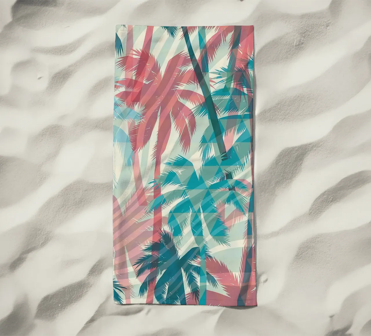 Retro Colors Abstract Palm Tree Pattern telo mare da Craw Carol