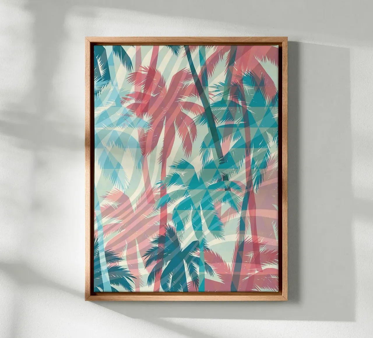 Retro Colors Abstract Palm Tree Pattern tela da Craw Carol