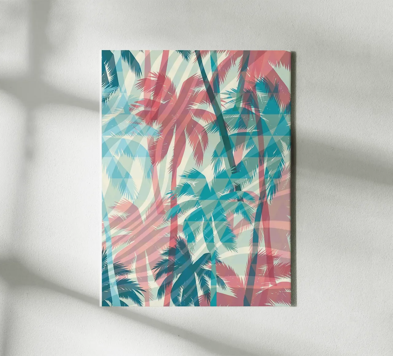 Retro Colors Abstract Palm Tree Pattern tela da Craw Carol