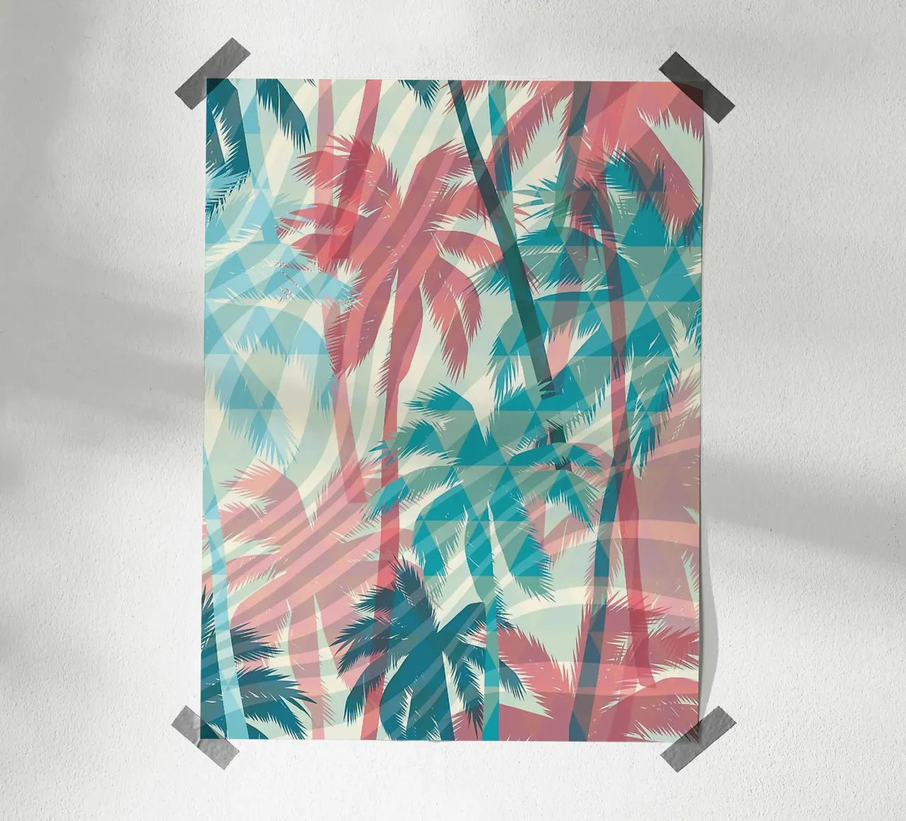 Retro Colors Abstract Palm Tree Pattern hahnemühle van Craw Carol