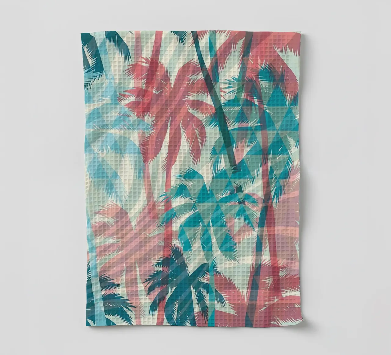 Retro Colors Abstract Palm Tree Pattern theedoek van Craw Carol