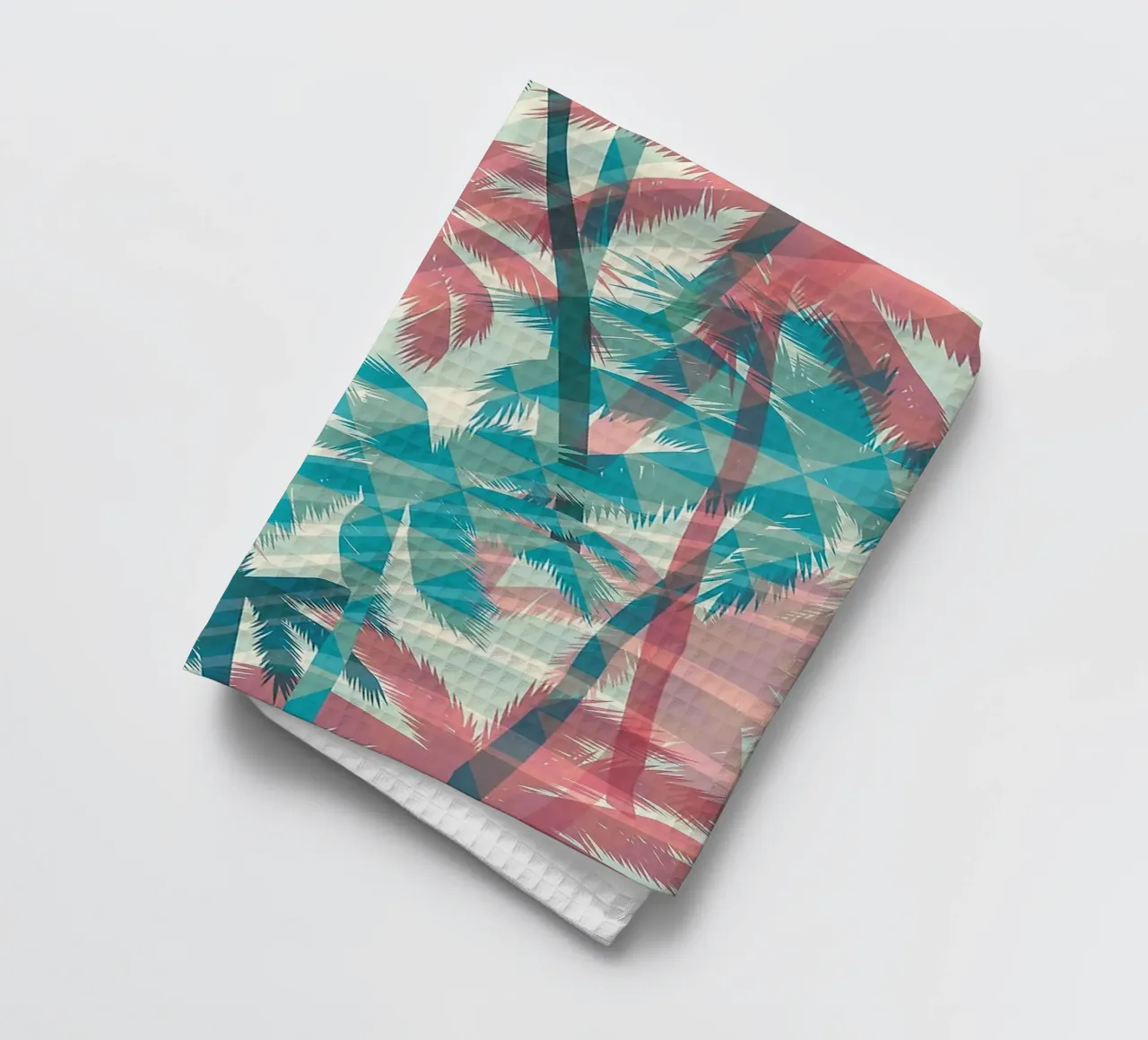 Retro Colors Abstract Palm Tree Pattern theedoek van Craw Carol