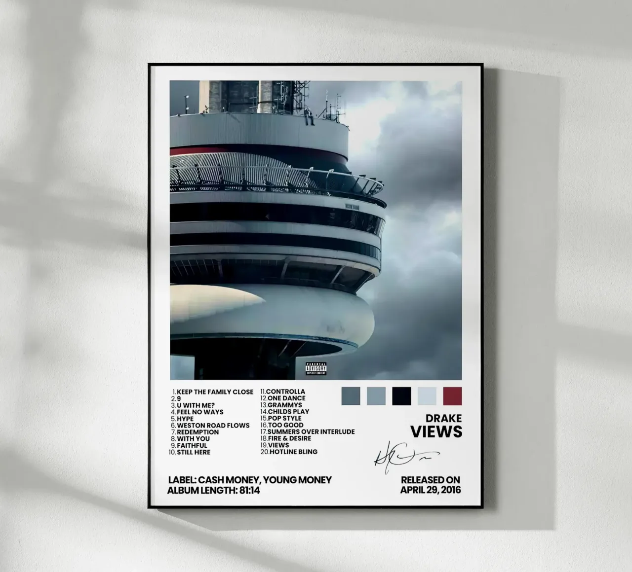 Drake Views Tracklist plexiglass da Linda Tobrut