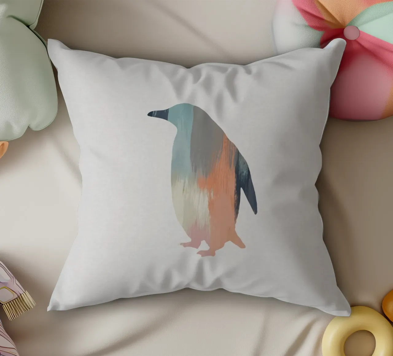 Pinguino pastello cuscino da Orara Studio