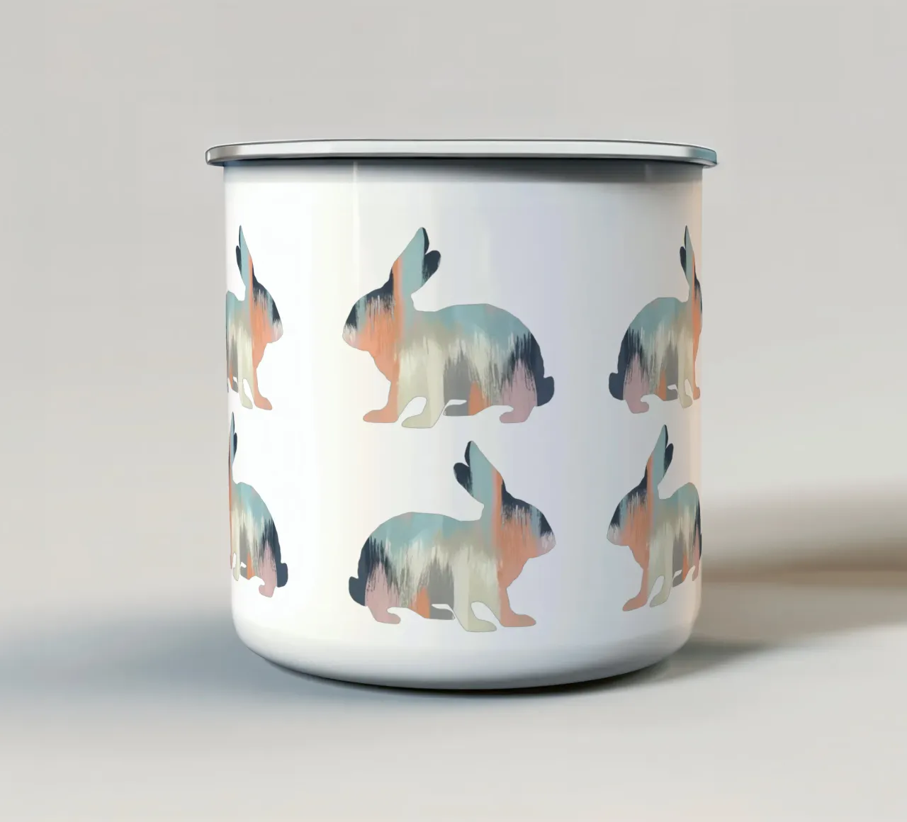 Coniglio pastello tazza in smalto da Orara Studio