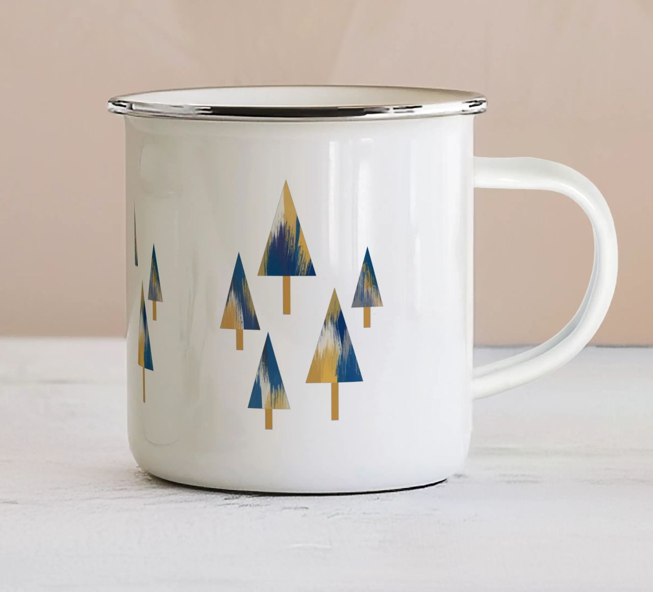 Alberi blu e gialli tazza in smalto da Orara Studio