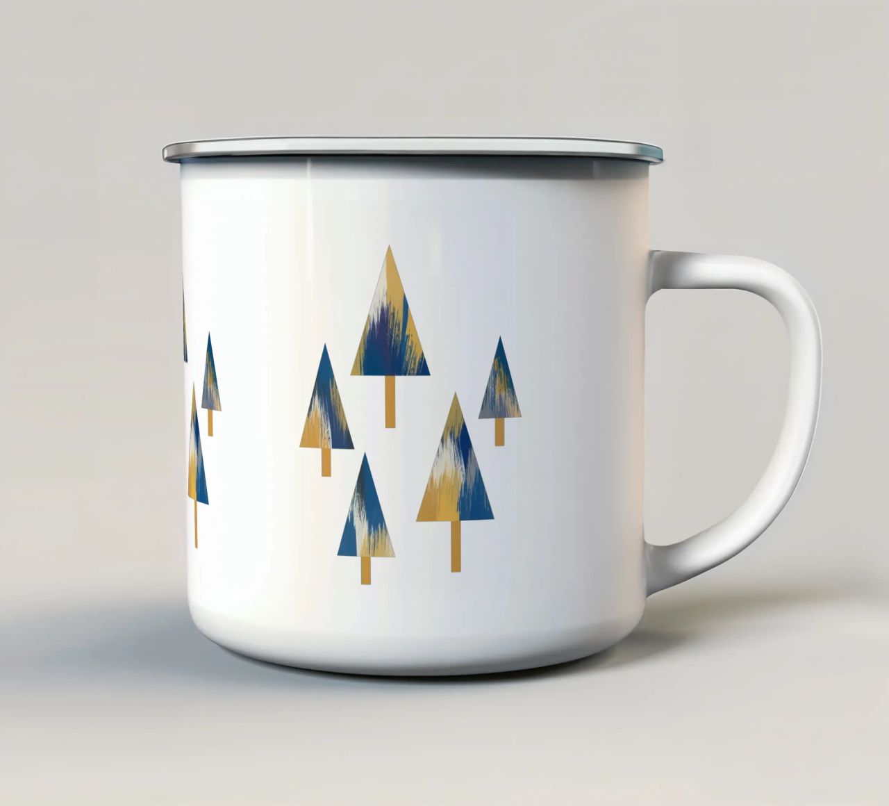 Alberi blu e gialli tazza in smalto da Orara Studio