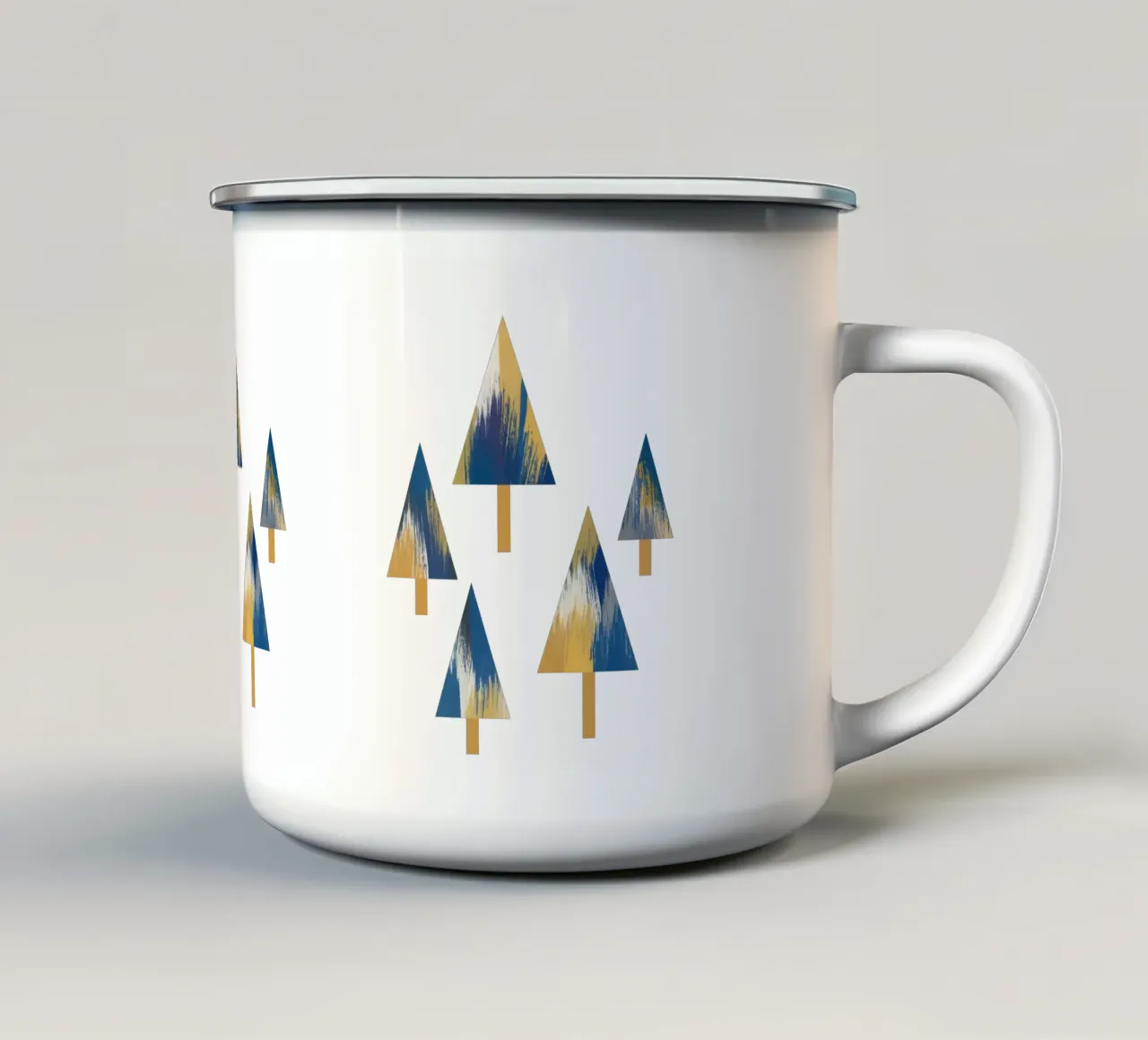 Alberi blu e gialli tazza in smalto da Orara Studio