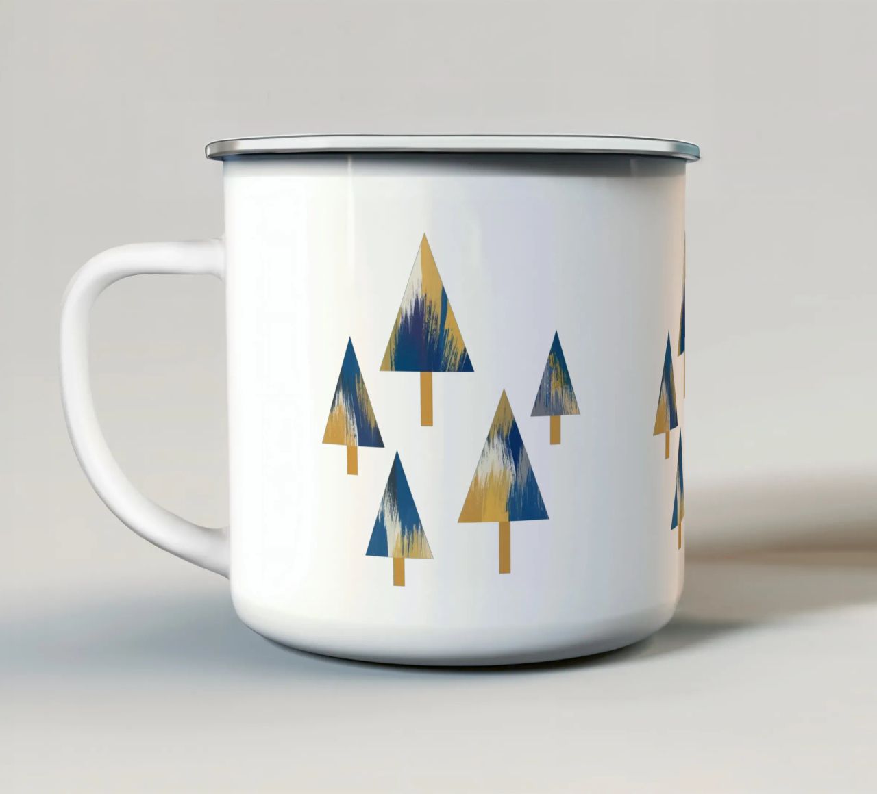 Alberi blu e gialli tazza in smalto da Orara Studio