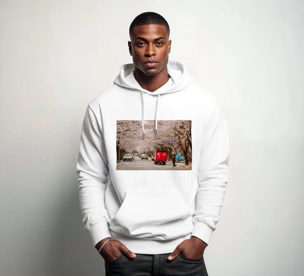 La via dei ciliegi in fiore a Seul, Corea del Sud felpa con cappuccio da mbgraphx2