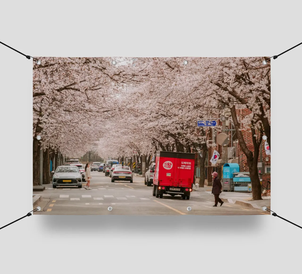 La via dei ciliegi in fiore a Seul, Corea del Sud telo in pvc da mbgraphx2