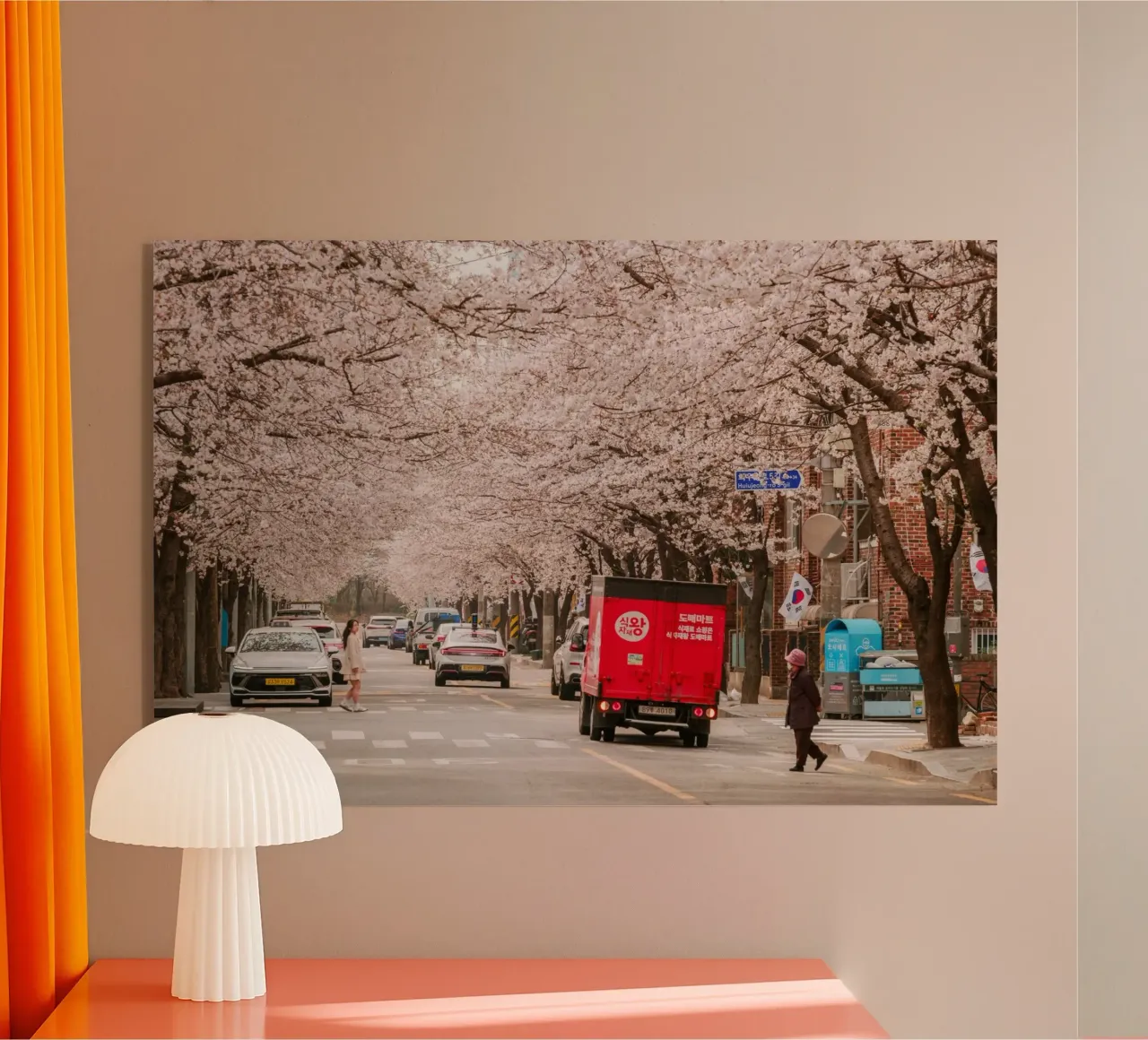 La via dei ciliegi in fiore a Seul, Corea del Sud plexiglass da mbgraphx2