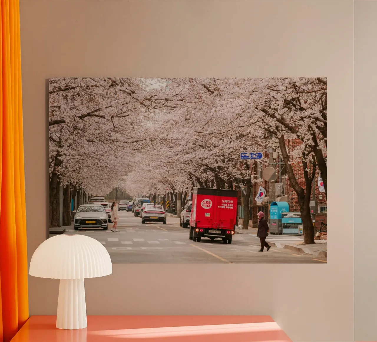 La via dei ciliegi in fiore a Seul, Corea del Sud alluminio dibond da mbgraphx2