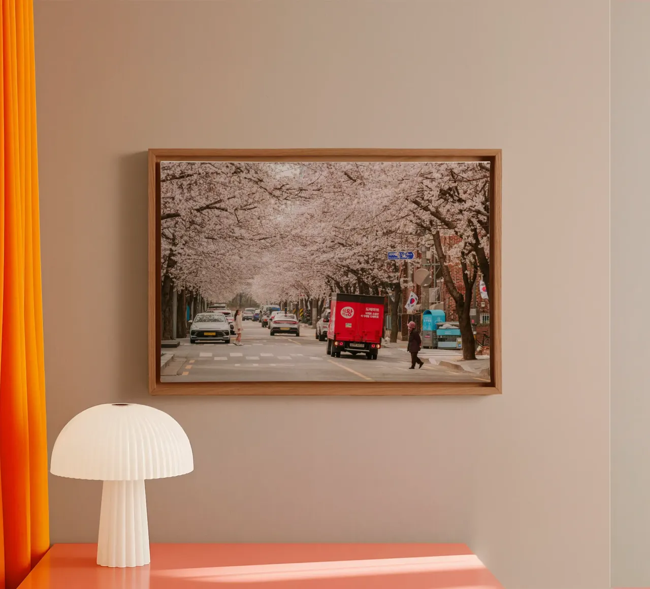 Cherry Blossom Street in Seoul, South Korea canvas by mbgraphx2