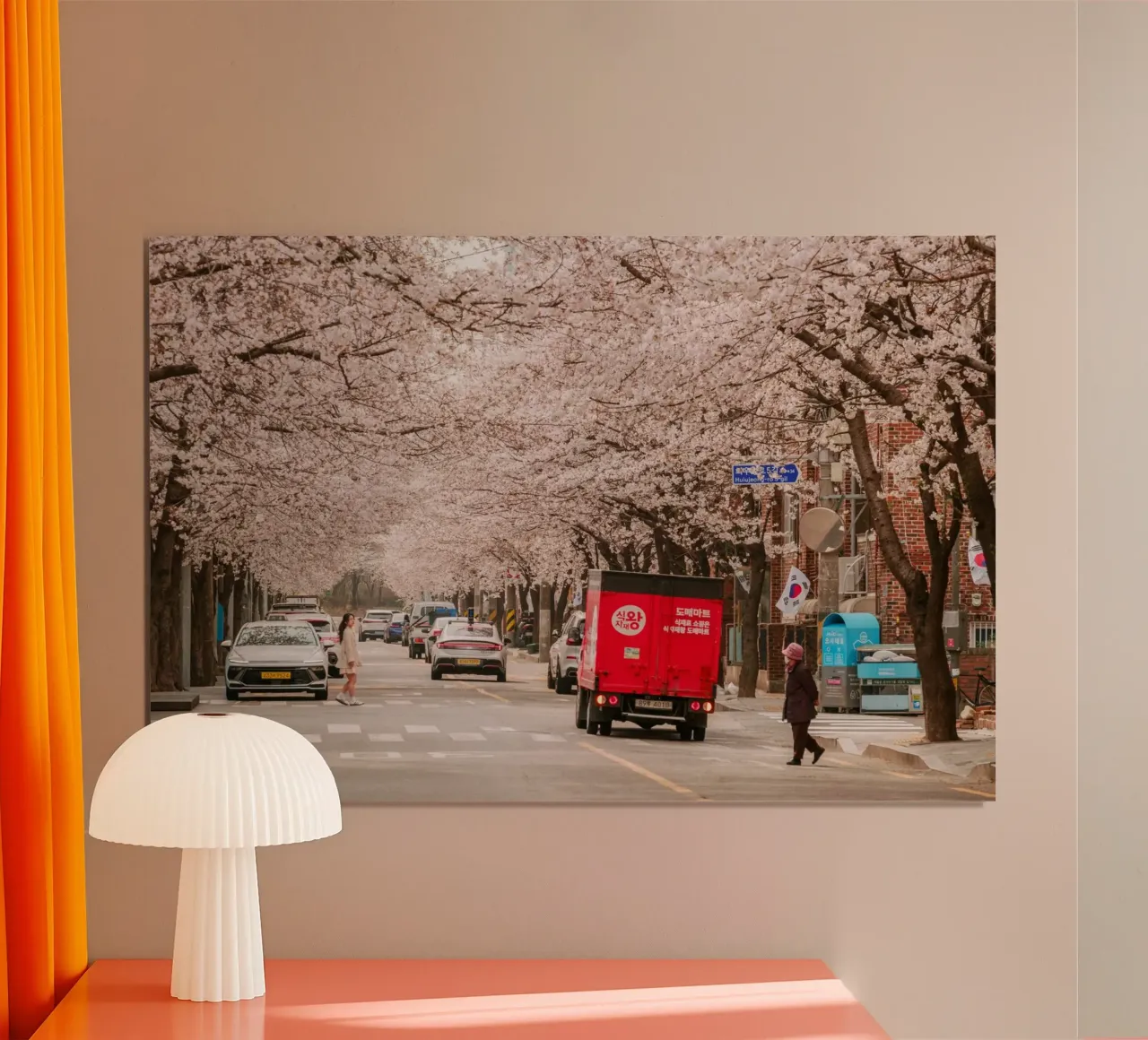 La via dei ciliegi in fiore a Seul, Corea del Sud carta hahnemühle da mbgraphx2