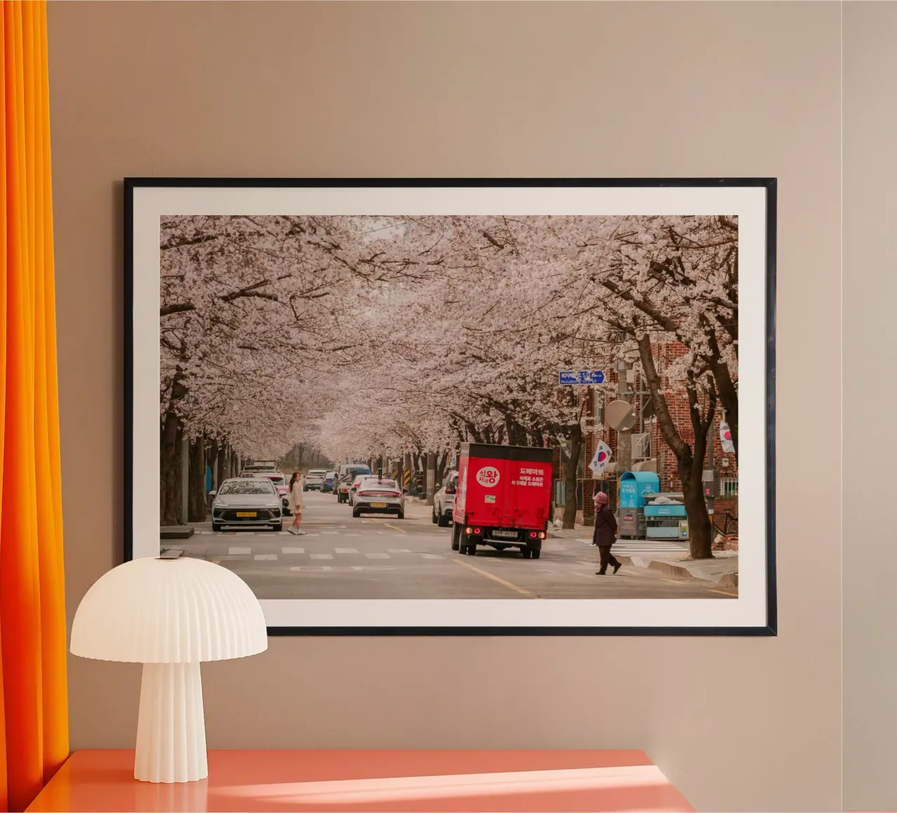 La via dei ciliegi in fiore a Seul, Corea del Sud carta hahnemühle da mbgraphx2