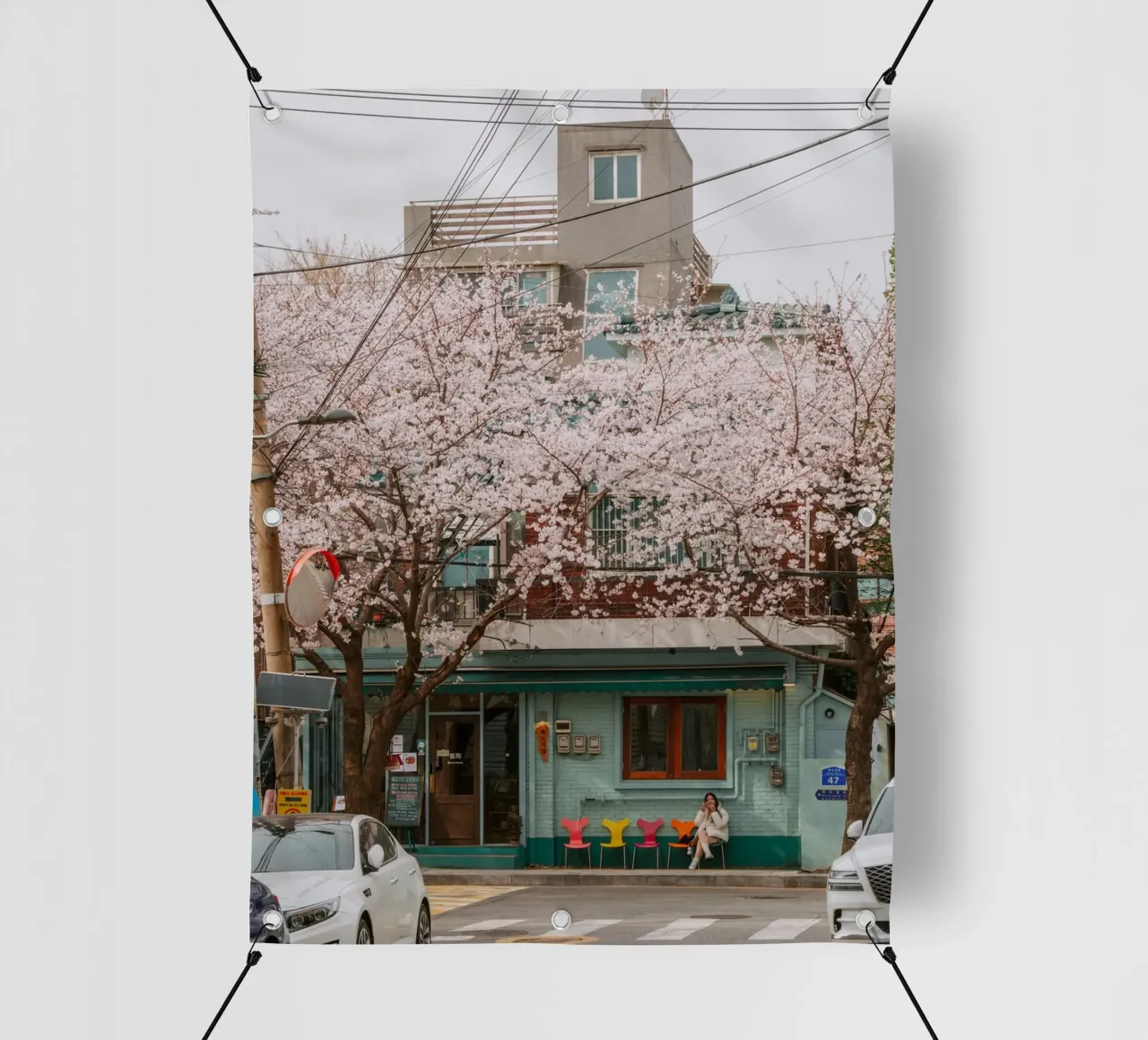 Il Cherry Blossom Café di Seul, Corea del Sud telo in pvc da mbgraphx2