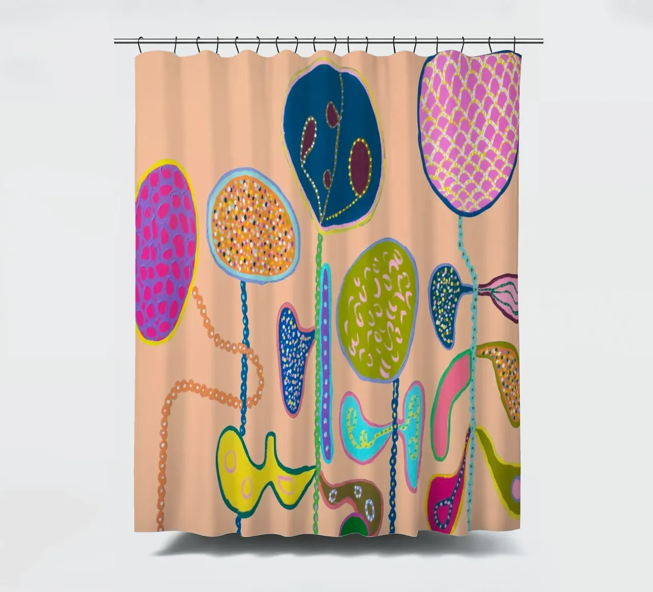 Bliss-Peach shower curtain by Helen Joynson