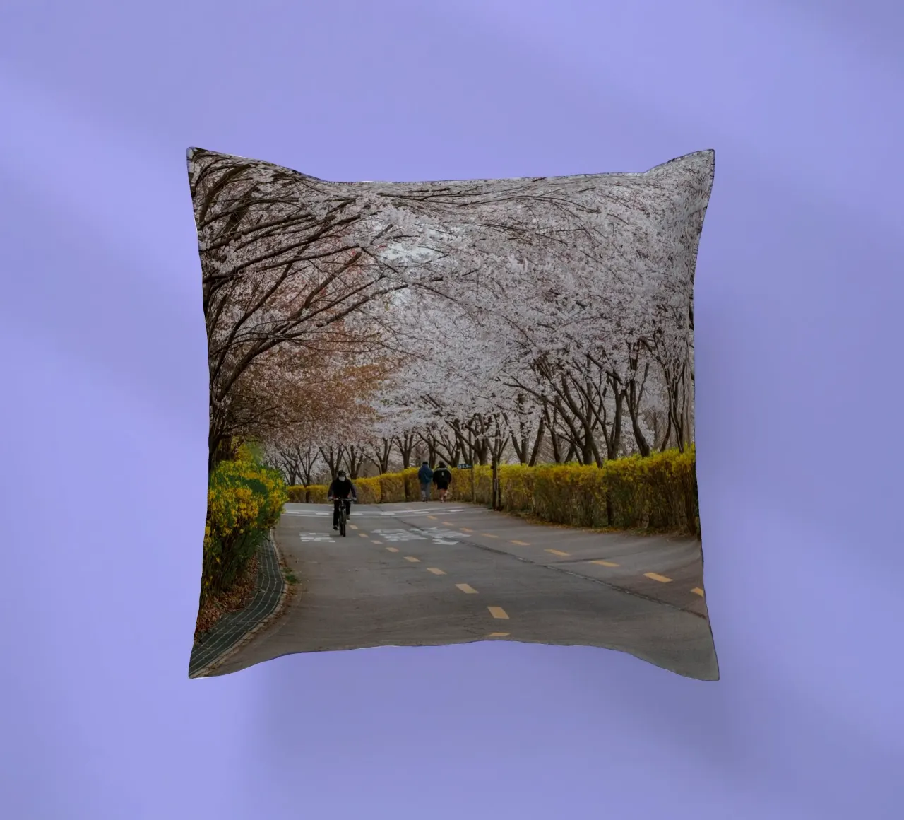 Fiori di ciliegio al Parco Haneul di Seul, Corea del Sud cuscino da mbgraphx2