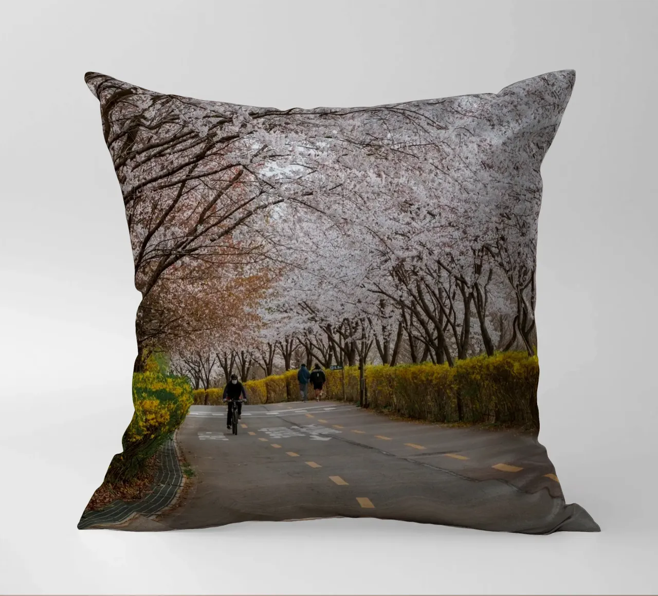 Kersenbloesems in Haneul Park in Seoul, Zuid-Korea kussen van mbgraphx2